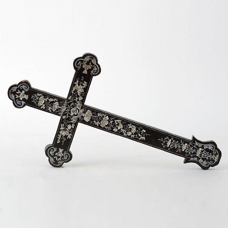 Mother-of-Pearl Inlaid Wood Cross, Macau, Vietnam, China, 18th/19th C.