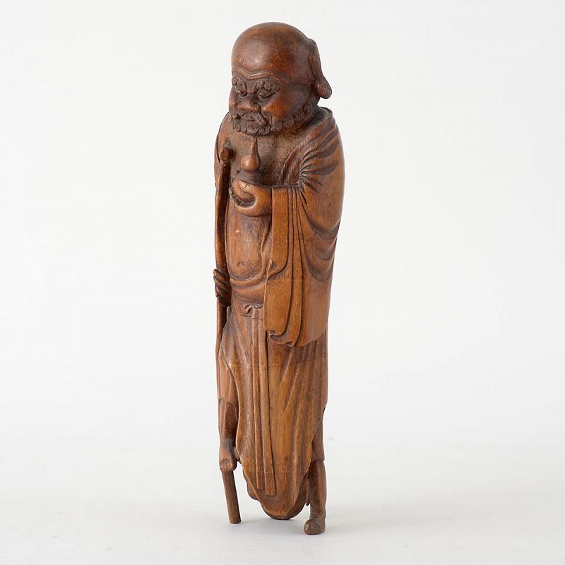 Large Antique Chinese Bamboo Carving of Immortal Li Tieguai, c. 1900.