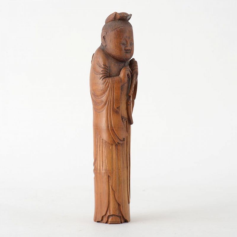 Large Antique Chinese Bamboo Carving of Immortal Han Xiangzi, c. 1900.