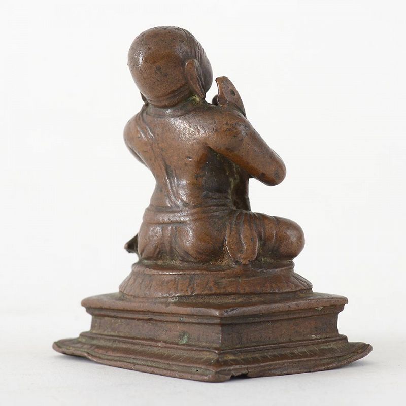 Antique Indian Miniature Bronze Deity of Appar or Ramanuja, 18th.