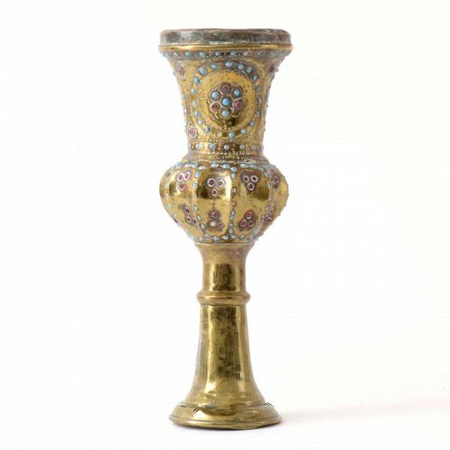 Antique Persian Hookah Water Pipe Bowl Qualian with Inlays.