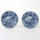 Two Chinese Blue & White Porcelain Plates with Figures, Yongzheng.