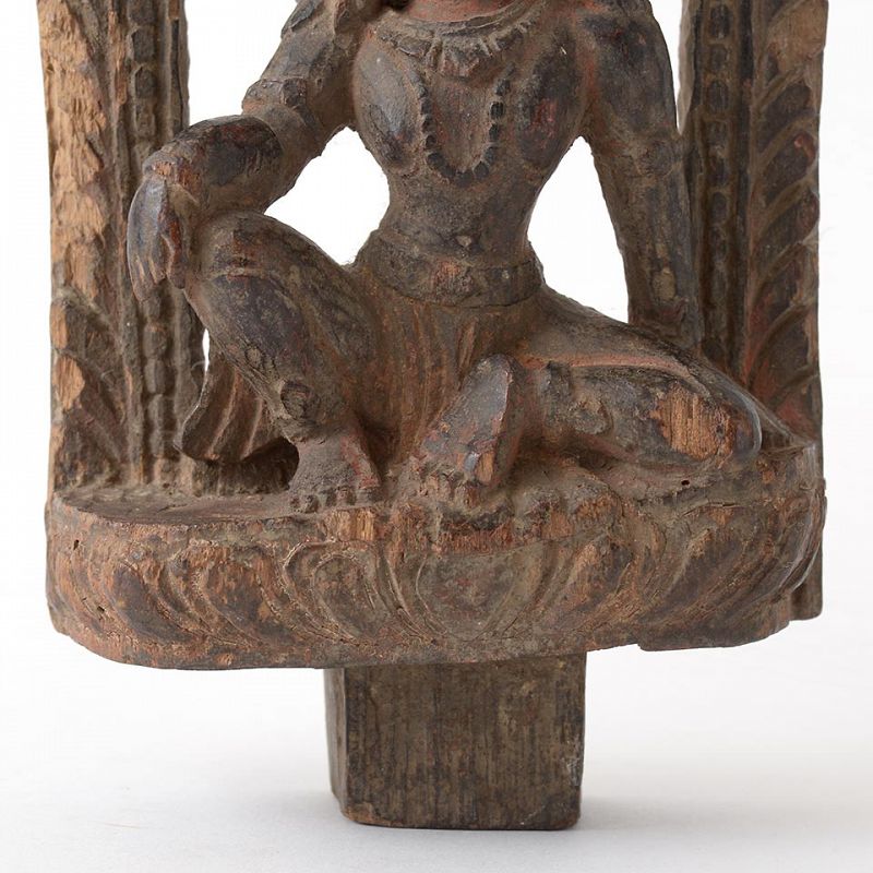 Antique Nepalese Wooden Stele of Deity, 19th C. or Earlier.