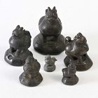 6 Burmese Lion-Dog "Toe" Bronze Opium Weights, c. 18th C.