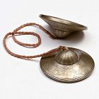 Pair of Tibetan Buddhist Ritual Brass Cymbals with Dragons.