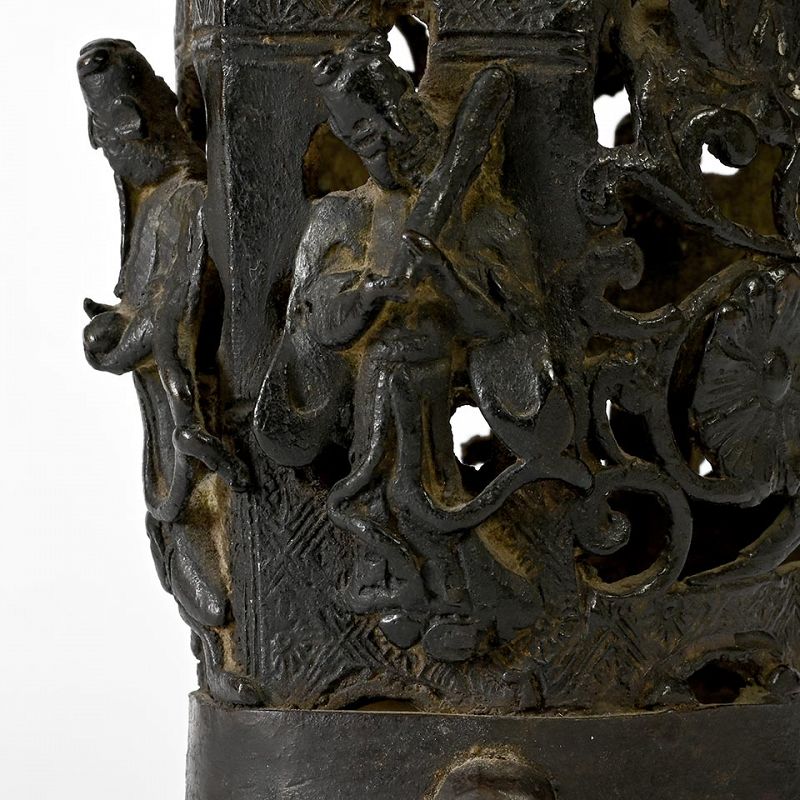 Chinese Early Ming Dynasty Bronze Incense Stick Holder w. Immortals.