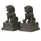 A Chinese Pair of Cast Bronze Guardian Lions Statues, 19th C.