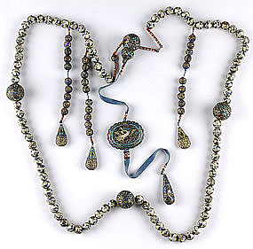 Chinese Enameled Court Necklace, late Qing.