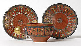 Ottoman Tophane Cup and Two Saucers, Turkey, 19th C.
