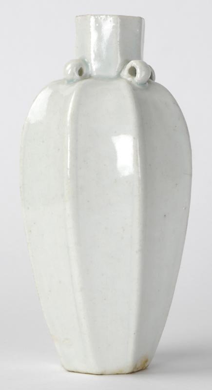 Rare Chinese Qingbai Lobed Bottle Vase, Yuan.