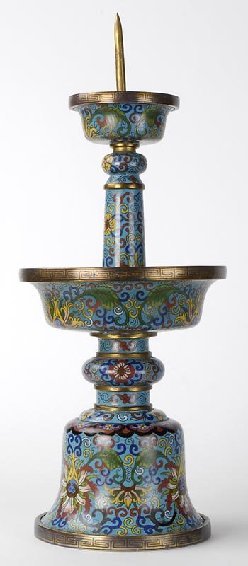 Large Chinese Cloisonne Enamel Pricket Stand, 19th C.
