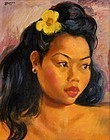 Oil Painting of Javanese Beauty by Henry Dumien, 1946.