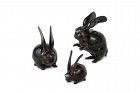 Japanese bronze rabbits okimono set