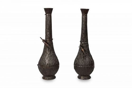 Japanese grasshopper bronze vase