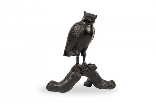Japanese bronze owl - Murata Seimin 村田製眠