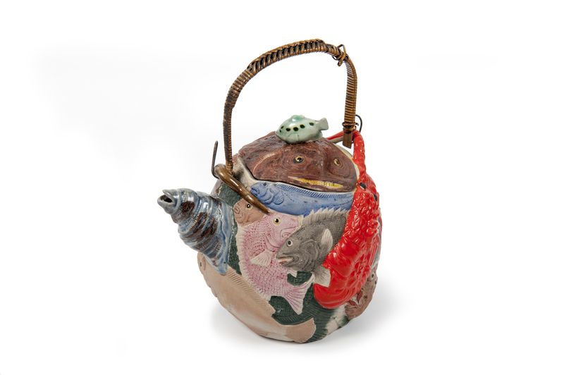 Japanese banko pottery fish teapot