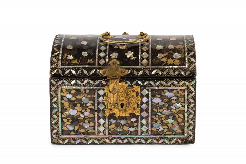 Japanese namban chest with mother-of-pearl inlay