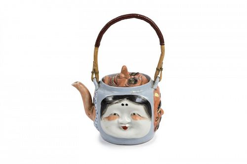 Japanese terracotta masks tea pot