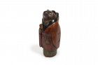 Japanese sculpture polychrome wooden lacquered Tanuki and baby signed
