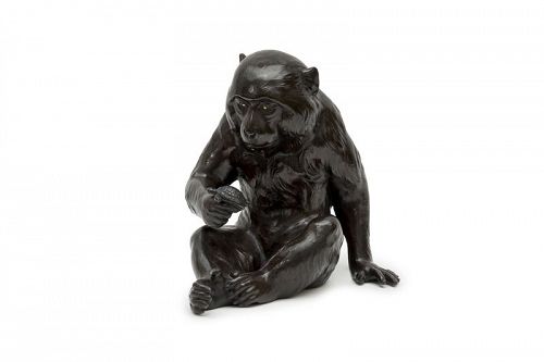 Japanese sculpture Monkey and Turtle bronze by Shûzan