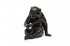 Japanese sculpture Monkey and Turtle bronze by Shûzan