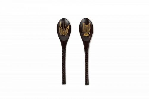 Japanese lacquered wooden spoons