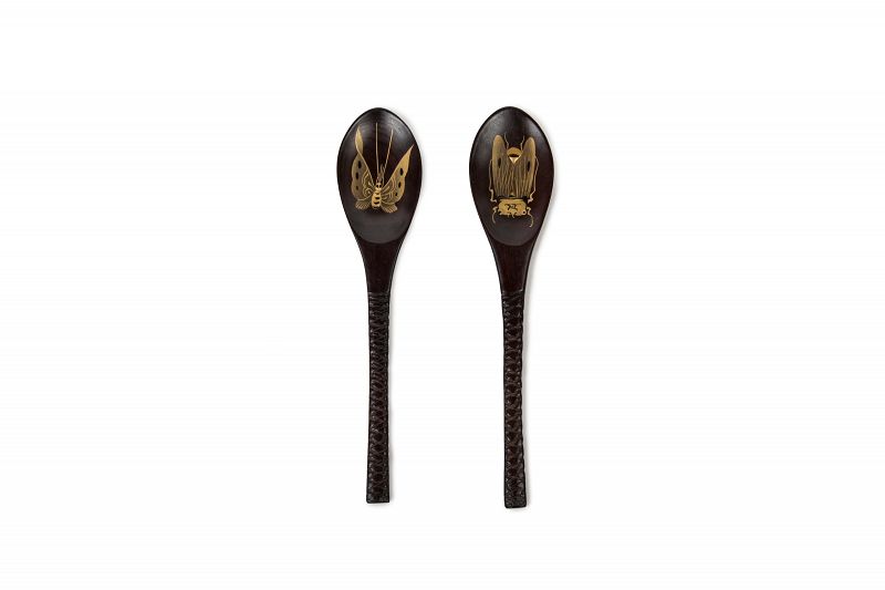 Japanese lacquered wooden spoons