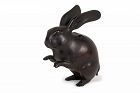 Japanese large round bronze hare Meiji okimono