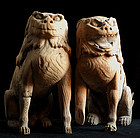 Wood Koma-Inu Shi-Shi Guardian Beasts Muromachi 14/15c