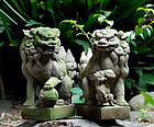 Stone Koma-Inu Pair Shi-Shi Jizo Kannon Taisho/Showa