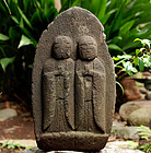 Stone Double-Jizo Bosatsu Dosojin Buddha Edo 18 c.