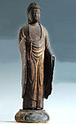 Amida Nyorai Buddha Wooden Sculpture 14 c.