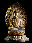 Amida Nyorai Buddha Antique Japanese Wooden Sculpture