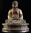 Amida Nyorai Buddha Wooden Buddhist Sculpture Edo 17 c.