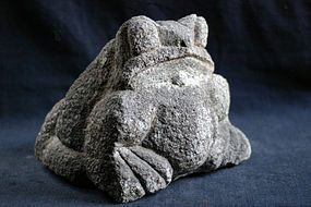 Stone Toad Frog Kaeru Granite Meiji/Taisho ca. 1920