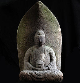 Stone Yakushi Nyorai Healing Buddha Sandstone Edo 18c