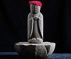 Stone Jizo Bosatsu with Lotus-Form Dais Edo 18 c.