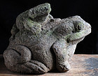 Stone Frog Toad Kaeru Oyako-Gaeru Edo 19 c.