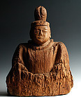 Seated Wooden Shinto God Kami Shinzo Kamakura 13/14 c.