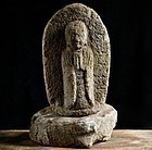 Stone Jizo Bosatsu with Natural-form Dais Edo 18 c.