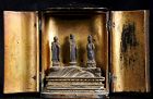 Bronze Triad Amida Buddha Jizo Kannon Bodhisattva Zushi Muromachi 16 c