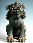 Wooden Japanese Koma-Inu Korean Dog Guardian Beast Showa ca. 1950