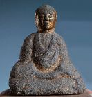 Stone Seated Jizo Bosatsu Lacquer-Gilt Finish Momoyama/Edo ca. 1600