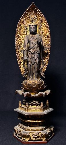 Gilt-Wood Gakko Bosatsu Yakushi Buddha Triad Mid-Edo Period ca. 1750