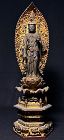 Gilt-Wood Gakko Bosatsu Yakushi Buddha Triad Mid-Edo Period ca. 1750