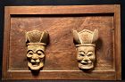 Pair of Wooden Head Fragments of Ju-O Judges of Hell Edo 17 c.