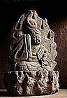 Seated Stone Fudo-Myo Shiva Dai-Nichi Buddha Edo 19 c.