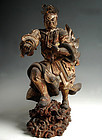 Polychrome-wood Idaten Tenbu Deva early-Edo 17 c.