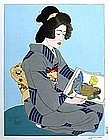 Paul Jacoulet,The Geisha Kiyoka, 1935