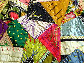 Antique Silk Folk Art Crazy Quilt